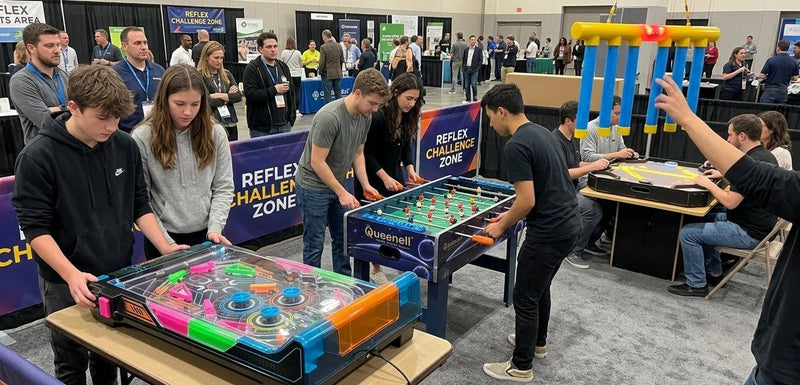 Example reflex sports setup: tabletop pinball and foosball