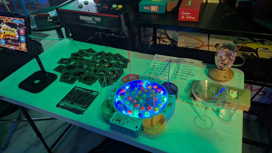 Budcade game table with glowing reflex game